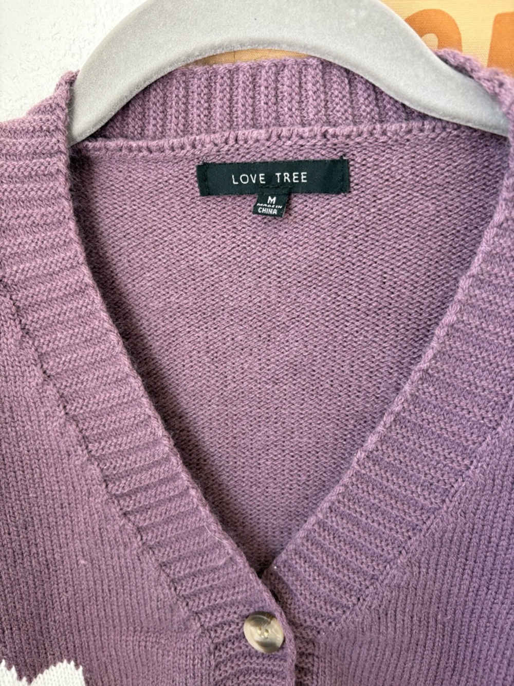 Love Tree Plum Floral Button V-Neck Cardigan - Picture 2 of 3